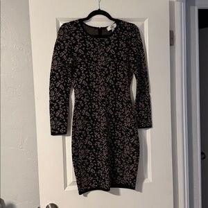 Belle Badgley Mischka Leopard Print Sweater Dress